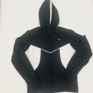 Nike Navy Blue & White Rain Jacket with Hoodie